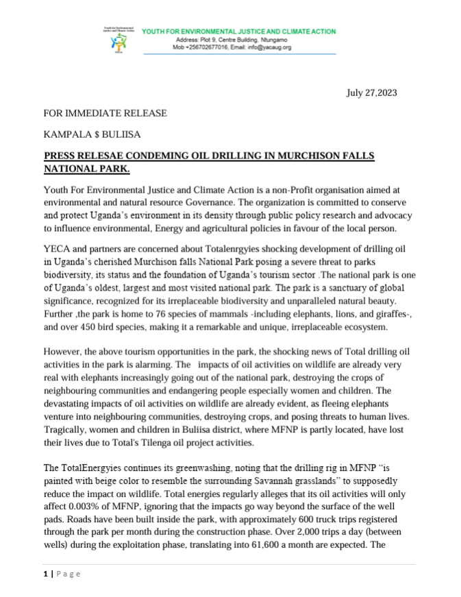 PRESS-RELEASE-CONDEMING-OIL-ACTIVITIES-IN-MURCHISON-FALLS-NATIONAL-PARK