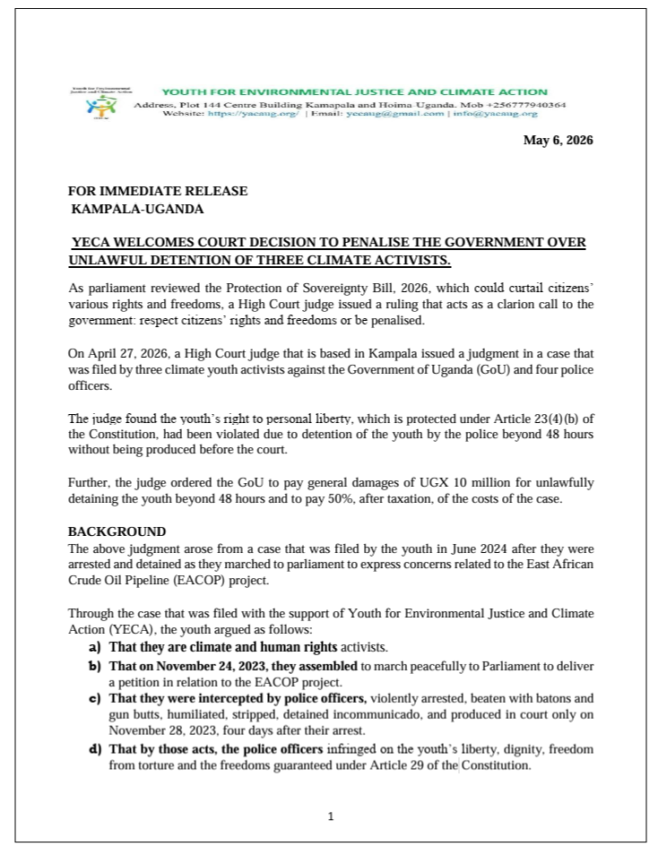 Press statement on youth activists case ruling.
